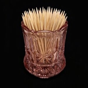 Pink Glass Toothpick Holder